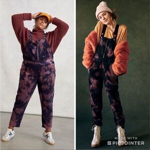 Anthropologie PILCRO Tie Dye Purple Corduroy Overalls JumpSuit Wanderer Size 16w